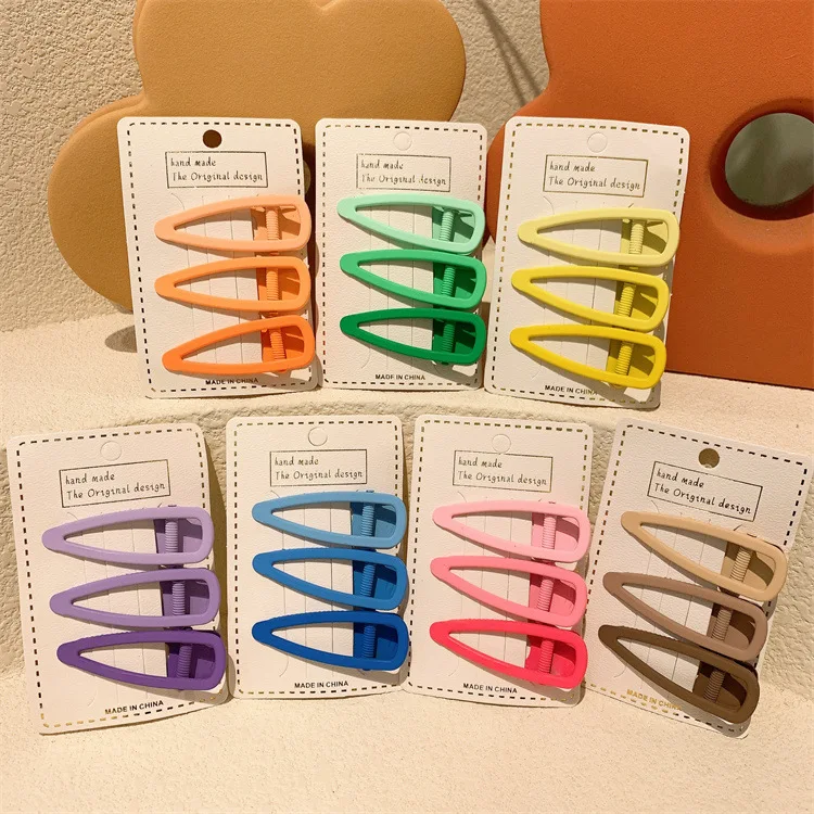 Snap Hair Clips Set for Hair Clip Pins BB Geometric Hairpins Candy Color for kids women Metal Barrettes