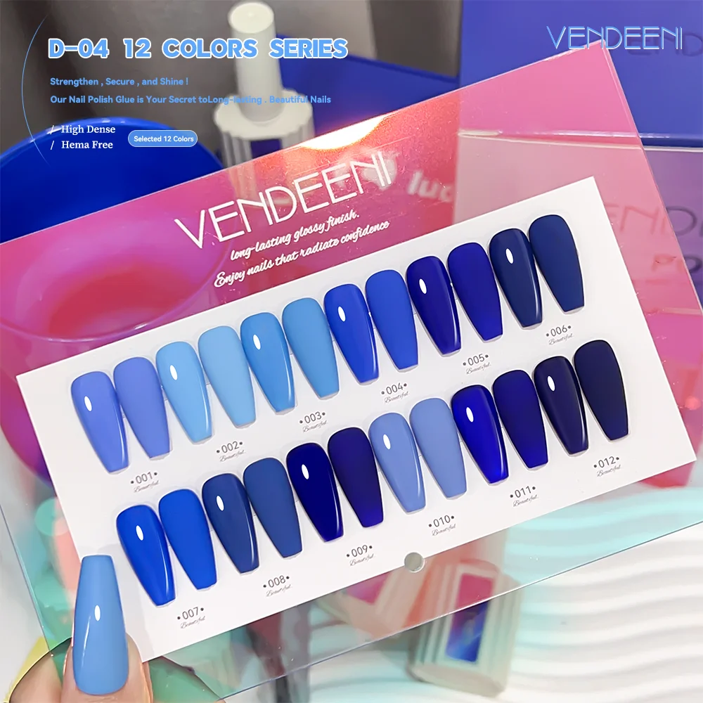High quality sky blue nail gel polish set 12 colors series gel nail polish kit solid color uv gel private label custom box logo