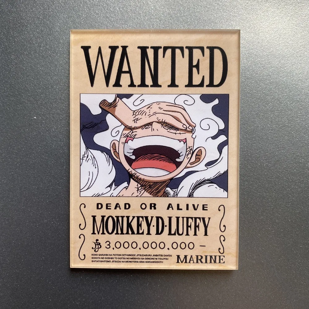 23 design Anime Monkey D. Luffy Roronoa Zoro Acrylic Refrigerator magnets sticker in Wanted poster style