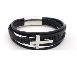 China Manufacturer Leather Bracelet With Cross For Men
