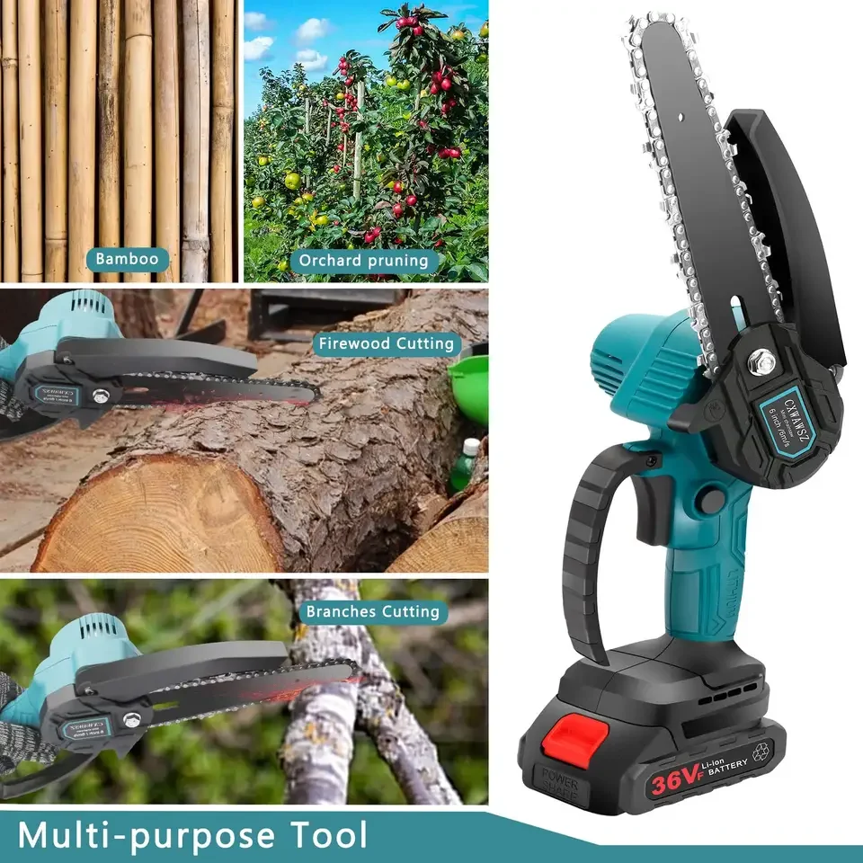 CS02 8 inch commercial electric mini chainsaw sharpener cordless rechargeable chain saw for wood cutting