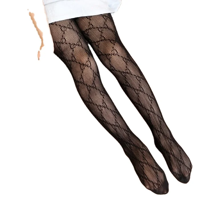 Girls fishing net stockings, princess dress, high waisted mesh tight fitting clothes, cute pattern knitted socks