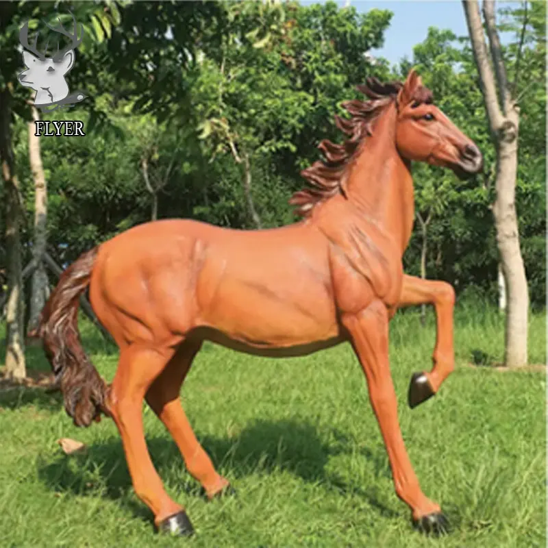 Wholesale Life Size White Horse Sculpture Statue Fiberglass Large Outdoor Running Horse Statues For Outdoor Decoration