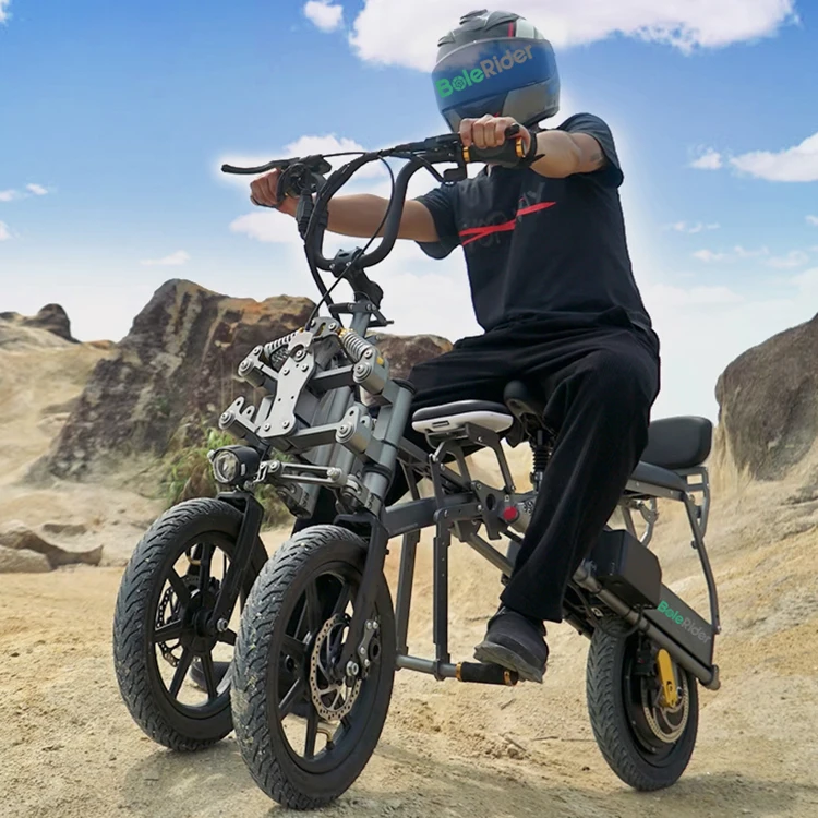 Wholesale 500 Watt 3 Wheels Electric Scooter Ebike 14 Inch Dual Batteries 48v Electric Bike Folding