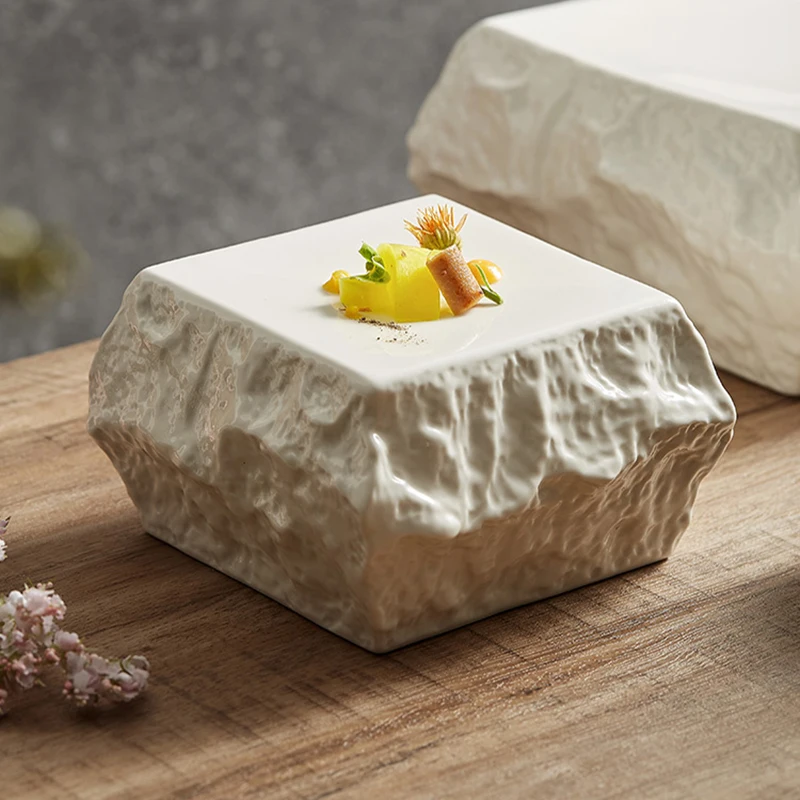 Stone Flat Plate Ceramic Irregular Japanese Sushi Dessert Tray Hotel Western Restaurant Food Container Decorations Tableware