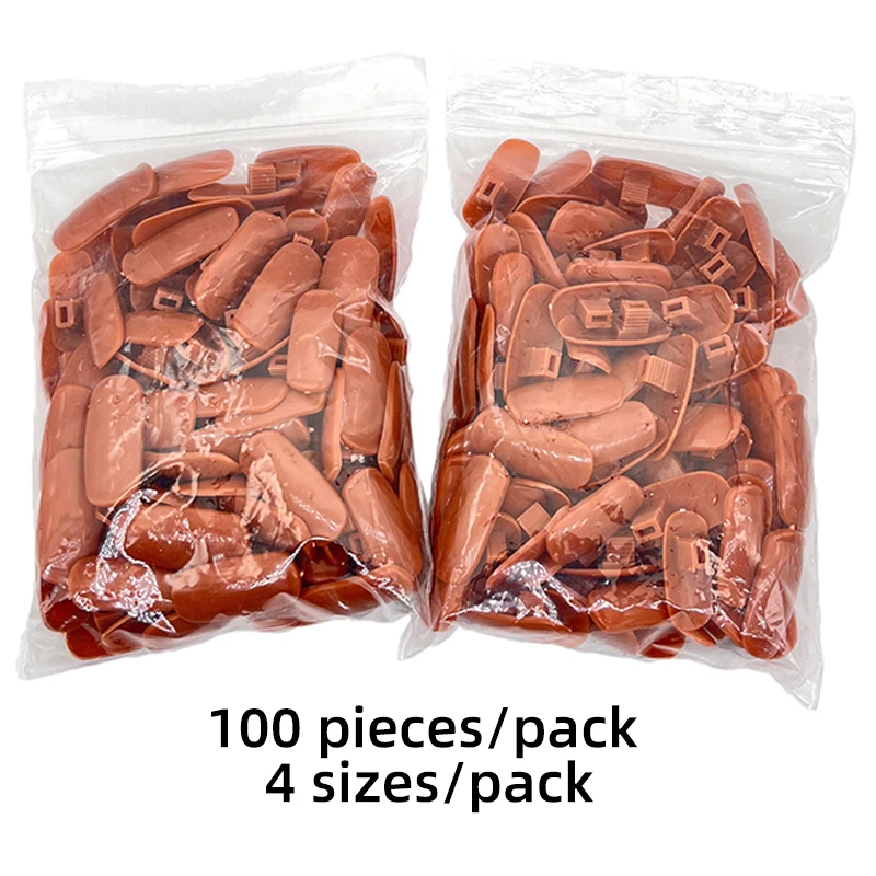 100 Pcs Manicure Tool Beginner Adjustable Removable Matching Artificial Hand Practice Art Nail Refill Finger Brown Tips Training