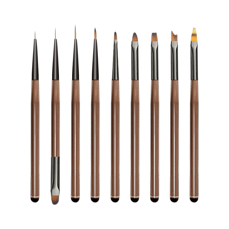 Hot Sale  Nail Art Brush Set Brushes Wool Handle 9 pcs Nail Art Tools Drawing Pen