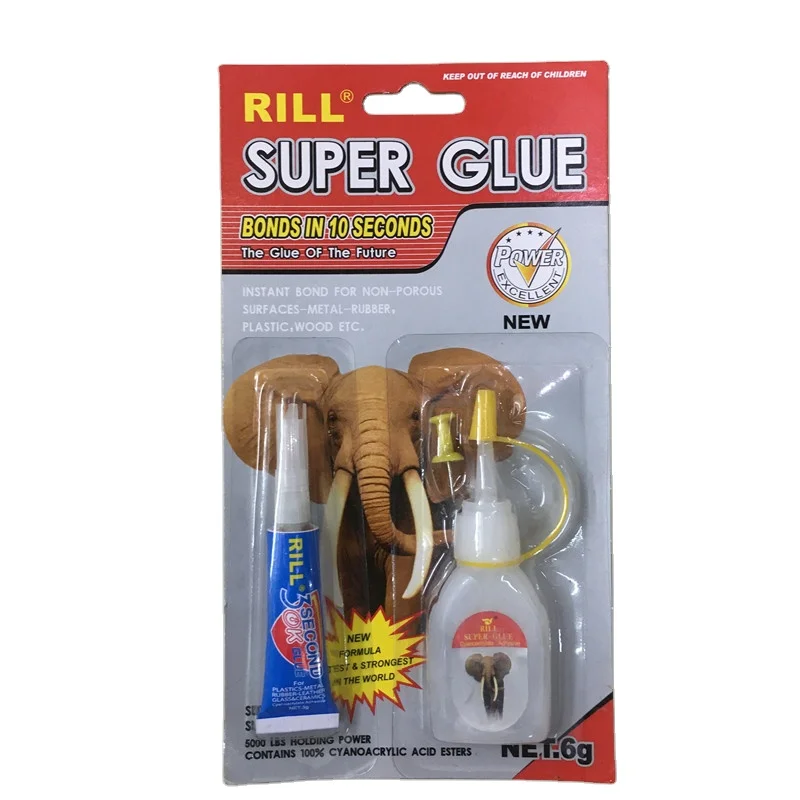 RILL brand one tube in blister 502 instant super glue elephant  fast dry 502glue  cyanoacrylate adhesive