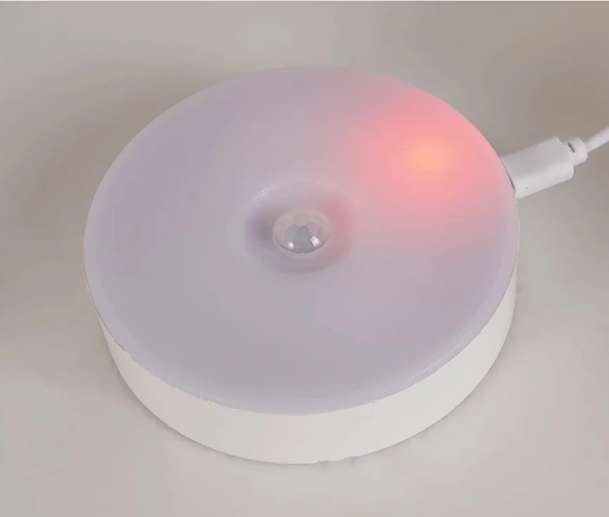 Night Light Mini Round Light Sensor Control No Flicker Nightlight Wall Lamp For Children Kids Kitchen Bedroom USB Rechargeable