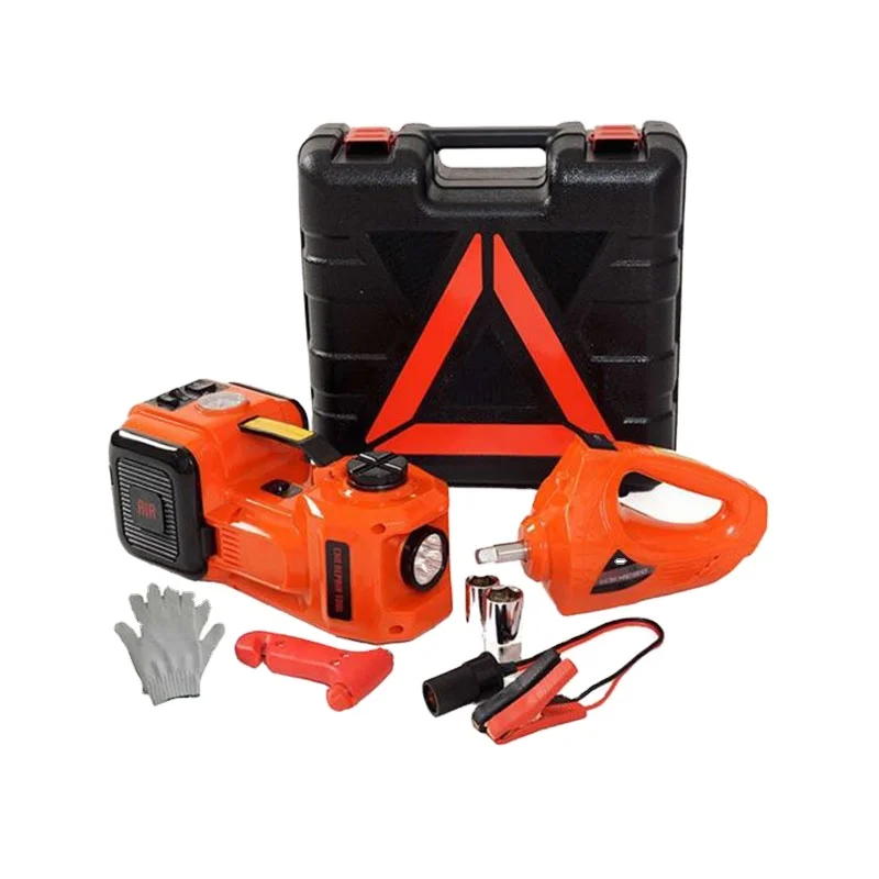 12V 3-в-1 красного цвета гидравлические домкраты автомобильные с ударный гайковерт для замены шин и светодиодной подсветкой портативный автомобильный набор инструментов для ремонта