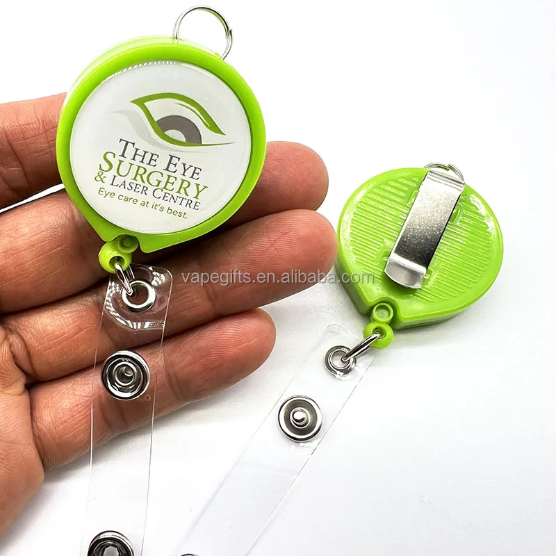 Wholesale round Plastic Yoyo Key Holder Sublimation Retractable Badge Reel with Metal Alligator Clip