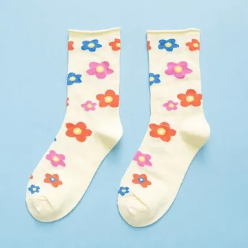 Yueli school socks colorful flower socks fashion girl socks make yourself