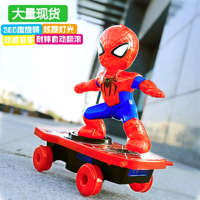 Electric Toy Spider Stunt Skateboard 360 Degree Rotation Luminous Dancing Spider Toys Stunt Electric Skateboard Scooter