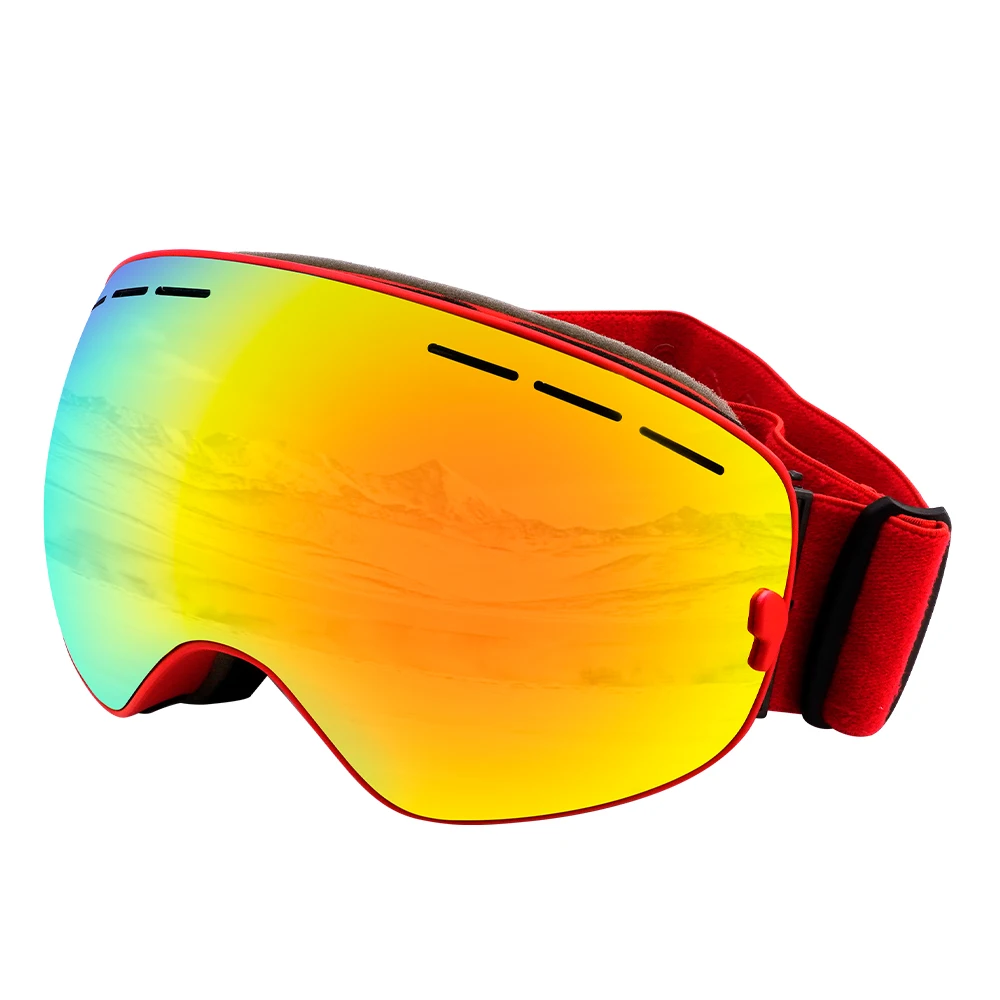 UV400 Protection Ski Goggles REVO Lens Anti fog OTG Snow/Snowboard Goggles Frameless Interchangeable Lens