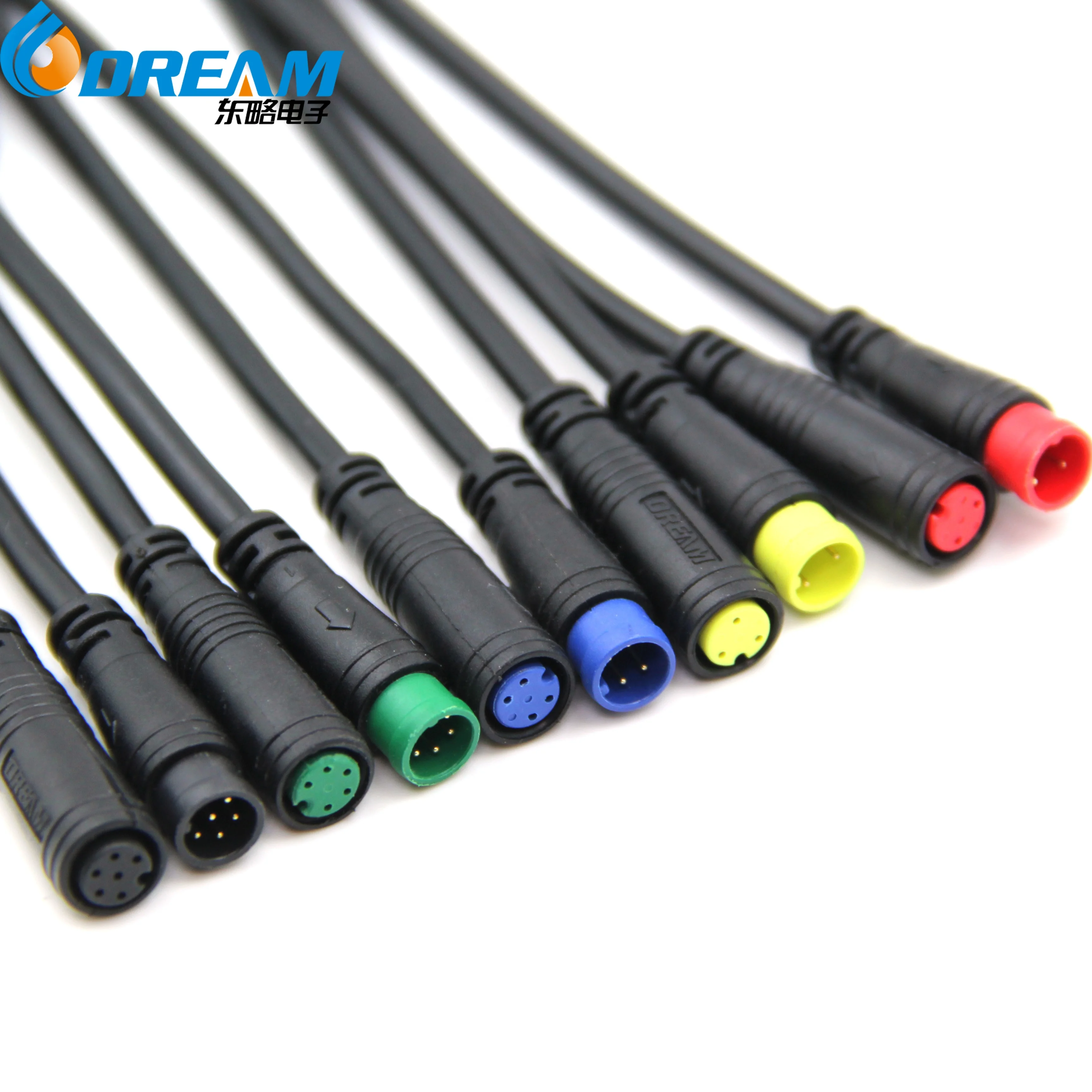 Male or Female 2pin 3pin 4pin 5pin 6pin M8 Electric Bike Connector IP65 Waterproof Connector