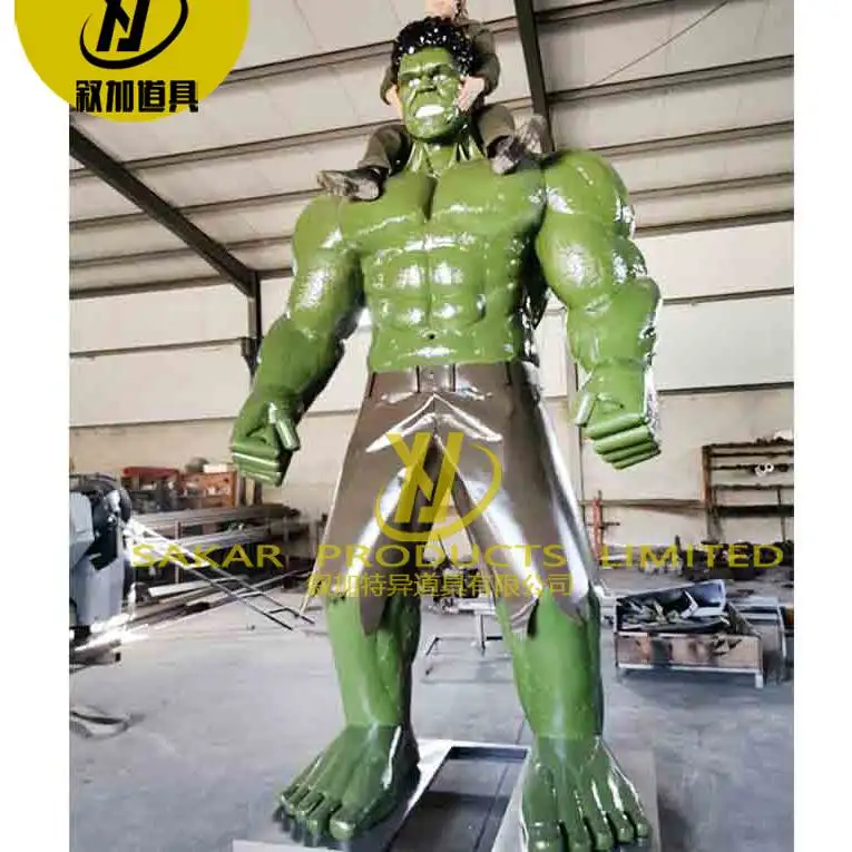 8ft Tall Large Size Outdoor Decoration Fiberglass Painting Life Size Cartoon Statue Sculpture Realistic Hulk Statue Cinema