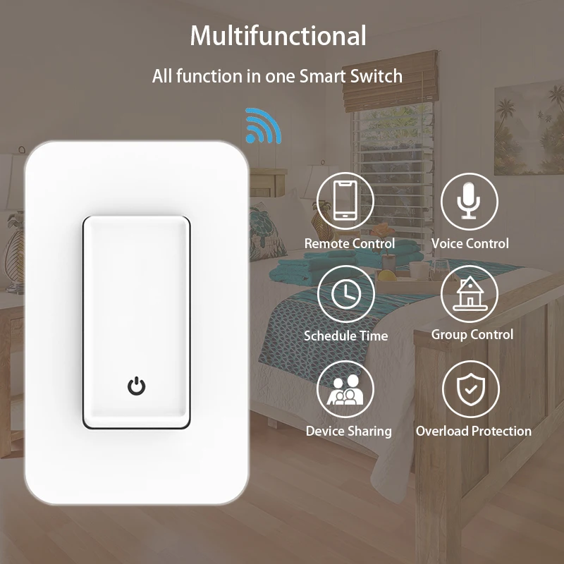 Remote Control 3 Way US Standard Wall Wireless Modern Smart Switch Neutral Zigbee Wifi Set