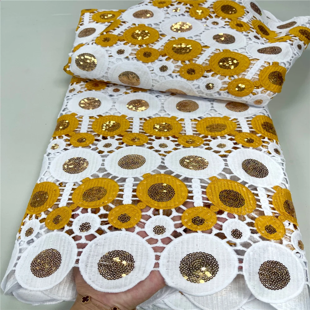 Good quality red and white guipure lace embroidery with stones 5 yards net lace big party