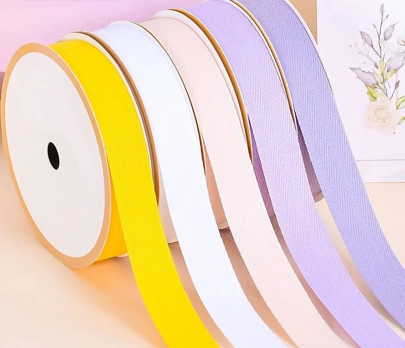 Twill Cotton Ribbon 6mm 13mm 16mm 19mm 25mm Organic Cotton Herringbone Tape Ribbon