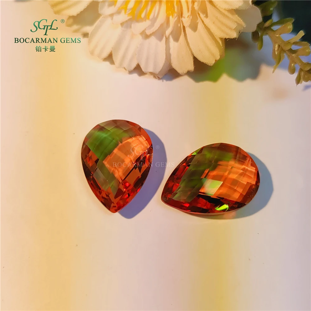 Sultanite Synthetic color changing gem diaspore jewelry Factory wholesale Double pear-shaped loose zultanit