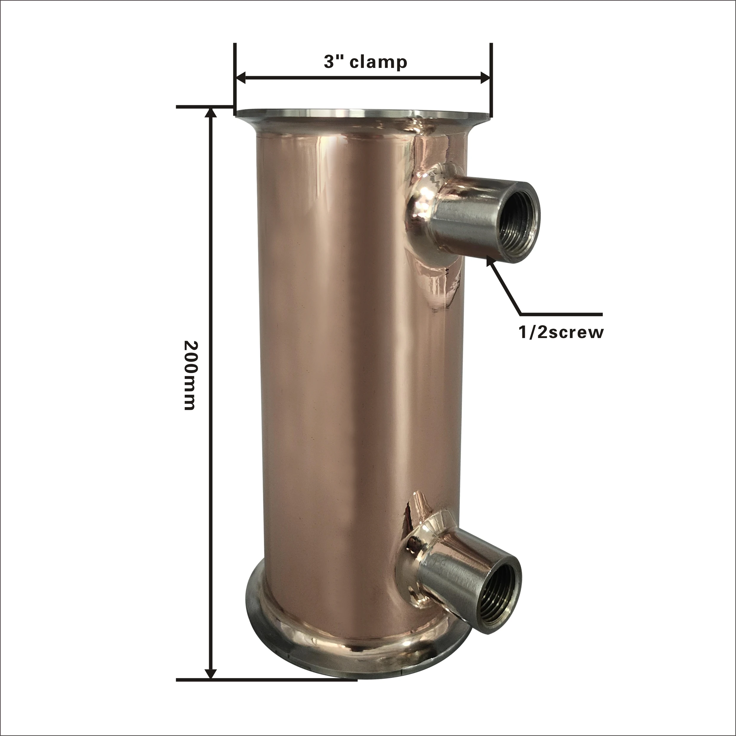 Clamp3 (76mm) OD91mm Copper Condenser 9pieces of 12 copper tubes  Distillation reflux column with condenser distiller condenser