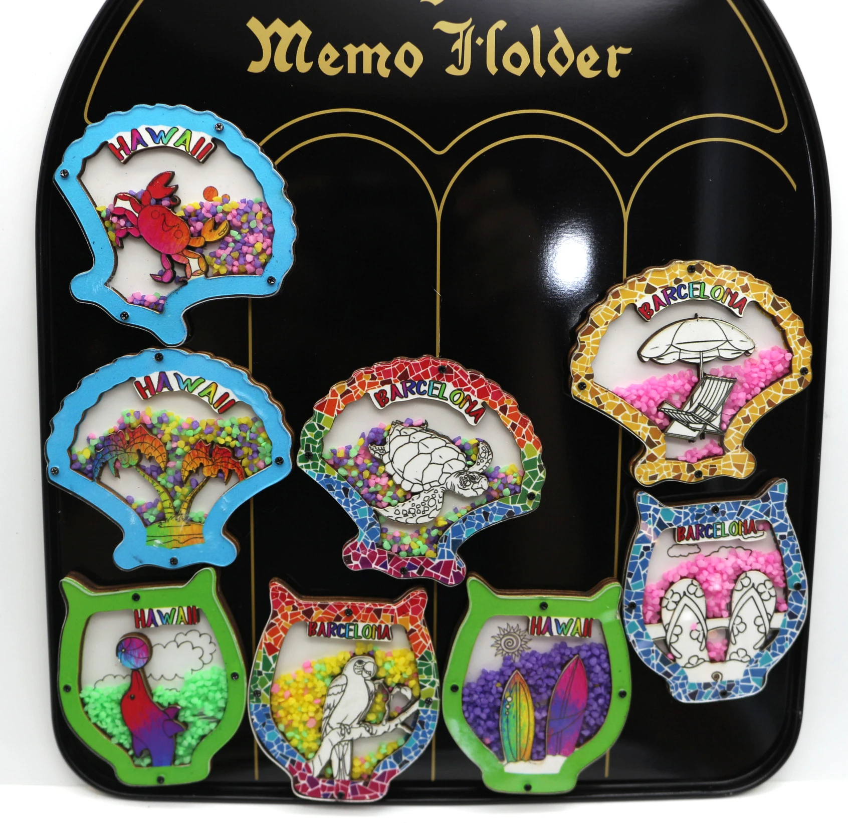 Factory customized logo beach souvenir mdf acrylic fridge magnet with beads