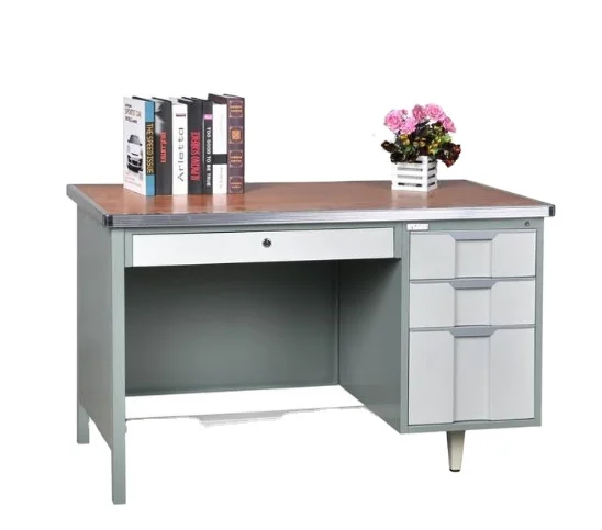 steel office desk  metal table with drawer  iron computer table office furniture wood top computer desk single drawer book desk