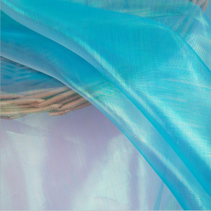 
plain iridescent organza rainbow organza fabric for decoration and costume dress 