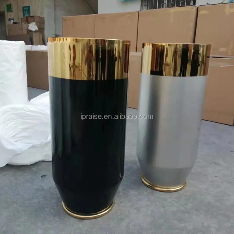 Home Decor Flower Vases Metal Gold Large indoor square planter flower pots / plant pot tall floor vase