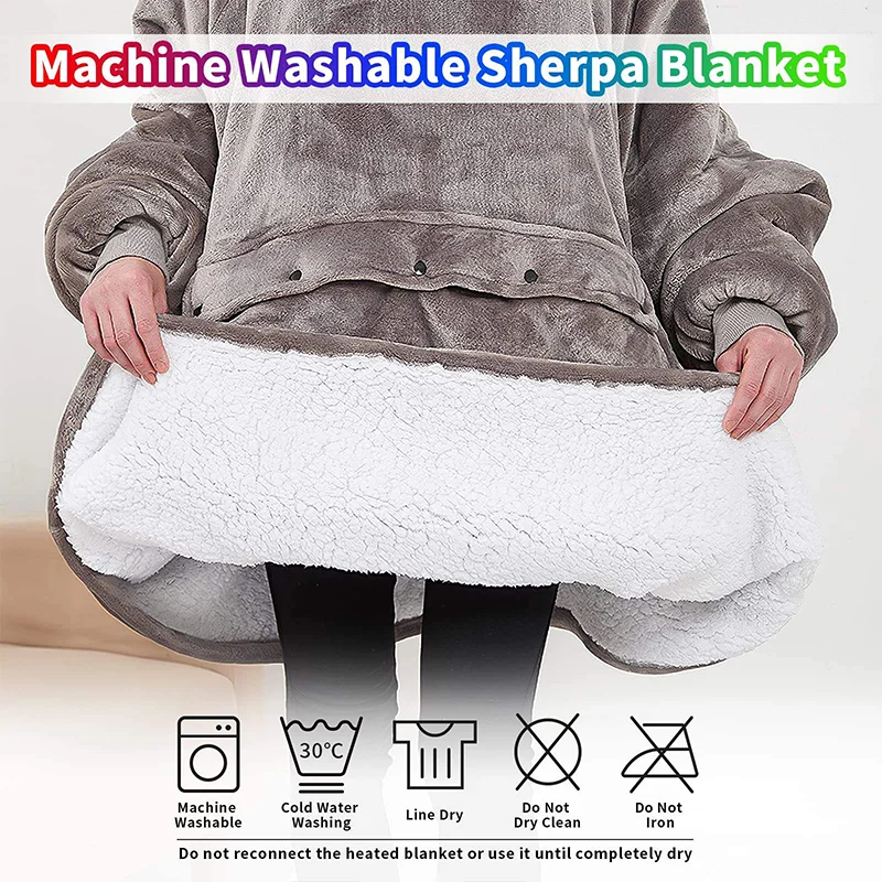 Best Sell Hoodie Oversized Sweatshirt Heating Electric Throw Eco-Friendly Heated Wearable Blanket
