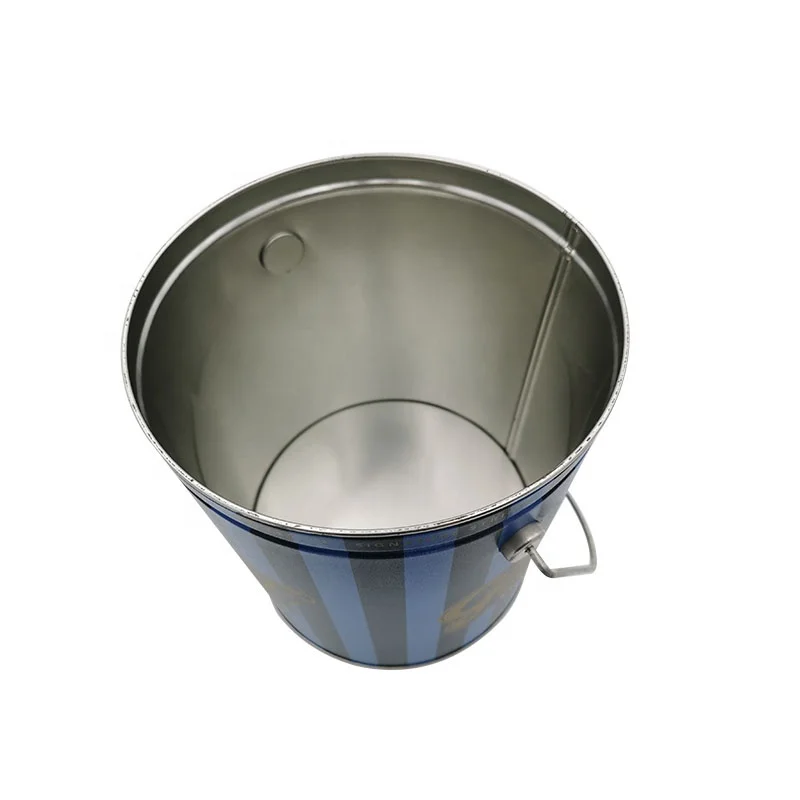 Packaging Round Pop Corn Tin Bucket Food Grade Metal Customized Tinplate Custom Size Pop Corn Tin Bucket with Lid CN;GUA