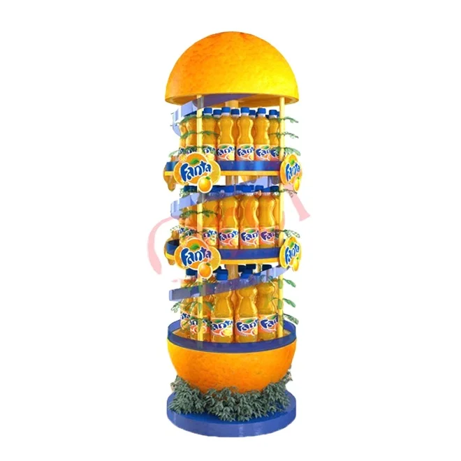 Free Custom Modern Designed Metal Shelf Beverage Bottle Display Stands Multi-layer Rack for Supermarket