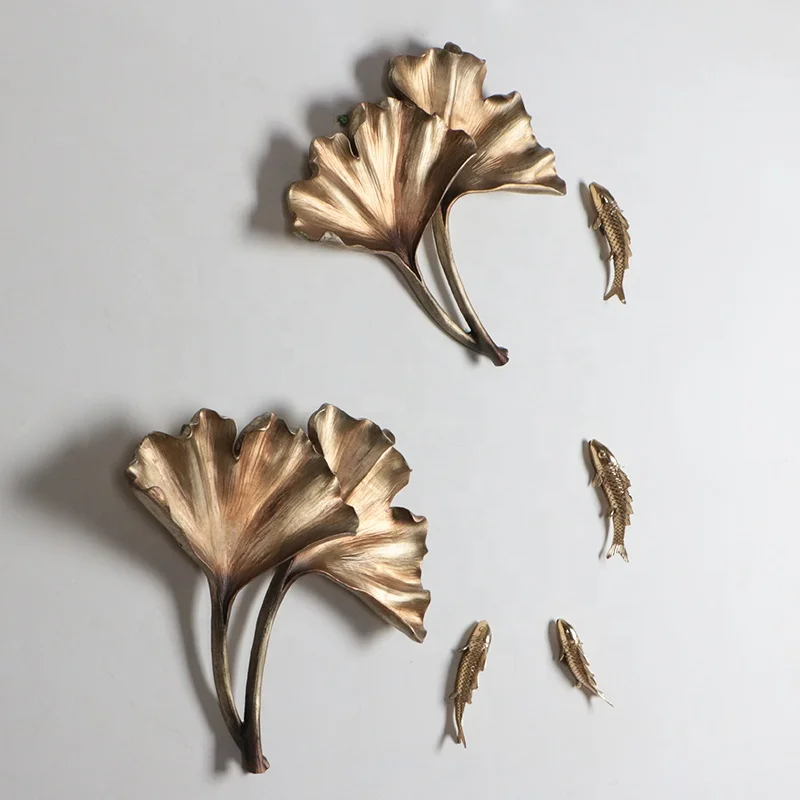 Metal Copper crafts 6 Inch Gold Fish Wall Art Decoration