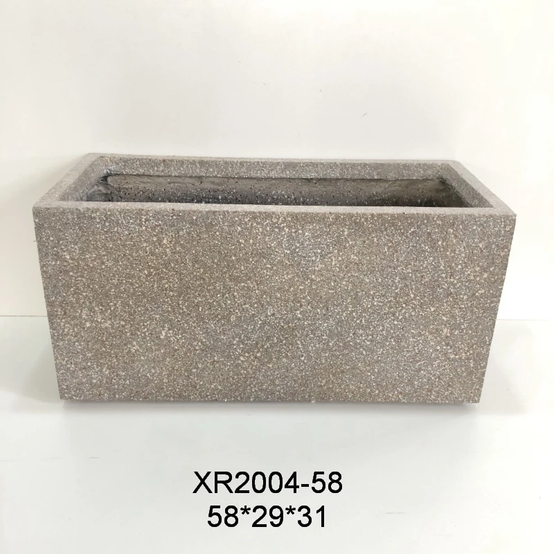 Wholesale garden rectangle cement plant pot magnesia large concrete planter box for outdoor