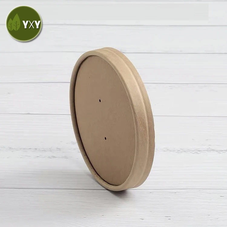 
100% Eco-friendly Take-out Kraft Paper Togo Soup Bowls With Paper Lid 