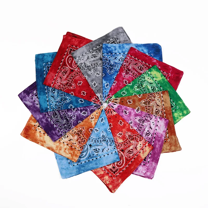 Tie Dye Bandana 100% Cotton Double Sided Paisley Bandanas Headbands Cowboy Neck Scarf for Men and Women