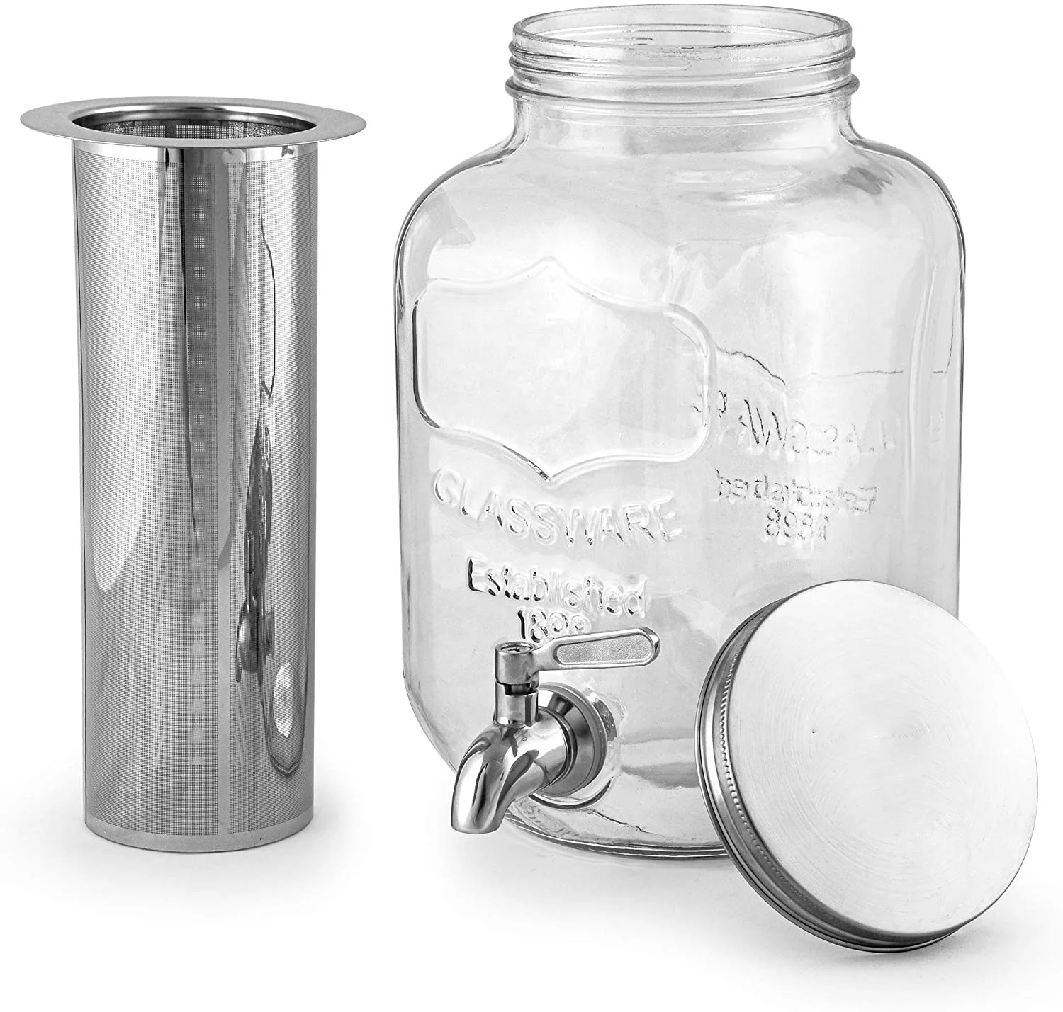 
1 Gallon Premium Cold Brew Coffee Maker tea maker 4 Quart Strong Glass Dispenser with Metal Spigot Dispenser 