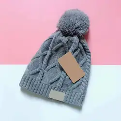with tag package Women winter pom poms fur ball hat knitted beanies brand designer