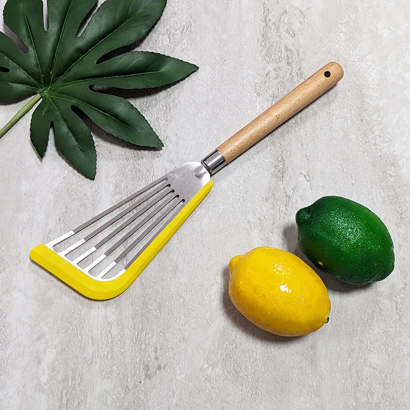 UJ-KT894 New Design Stainless Steel Spatula with Silicone Edge Silicone Fish Turner Slotted Turner