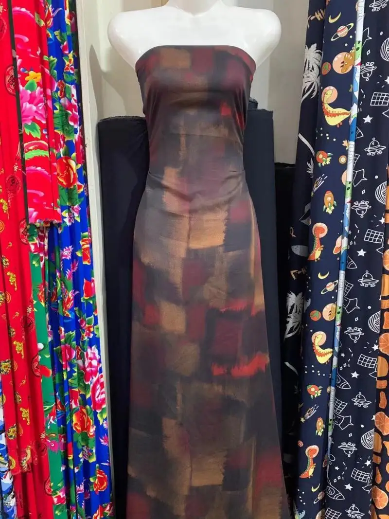 2022 Anti static Waterproof free shipping Cotton silk material viscose fabric silk fabric 60 digital printing qipao fabric