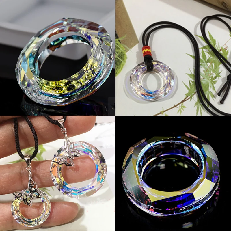 SZ 10mm 14mm 20mm 30mm Beads AB Color Glass Cosmic Ring Fancy Stone Colorful Hoops Glass Crystal Pendant For Jewelry Making