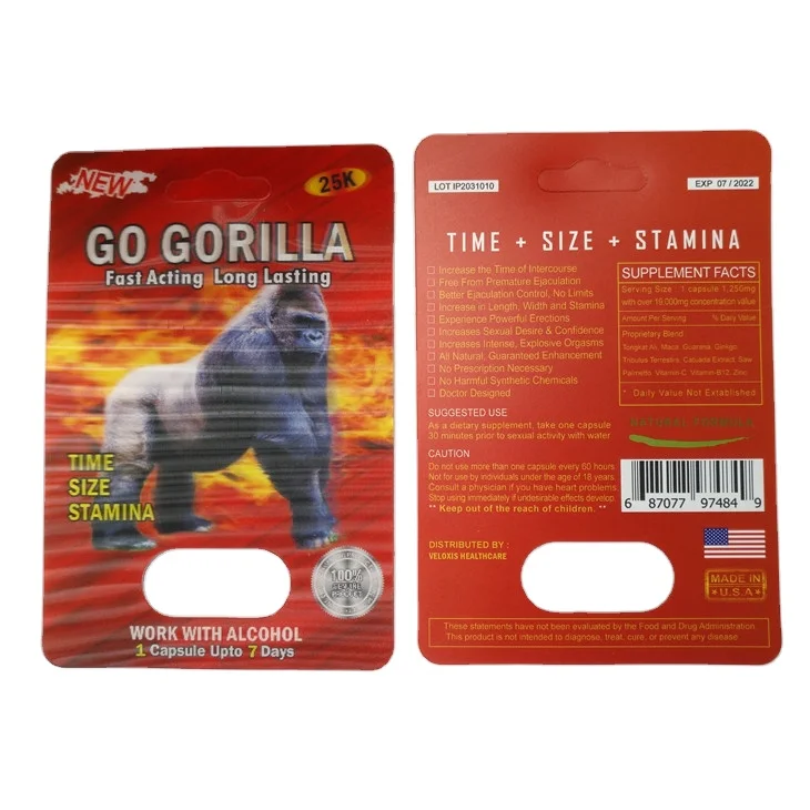 Hot Sale Go Goriagra 25K 3D Lenticular Blister Cards Turbo XXX Goriagra 9000 Pills Cards for Sex Pills Packaging