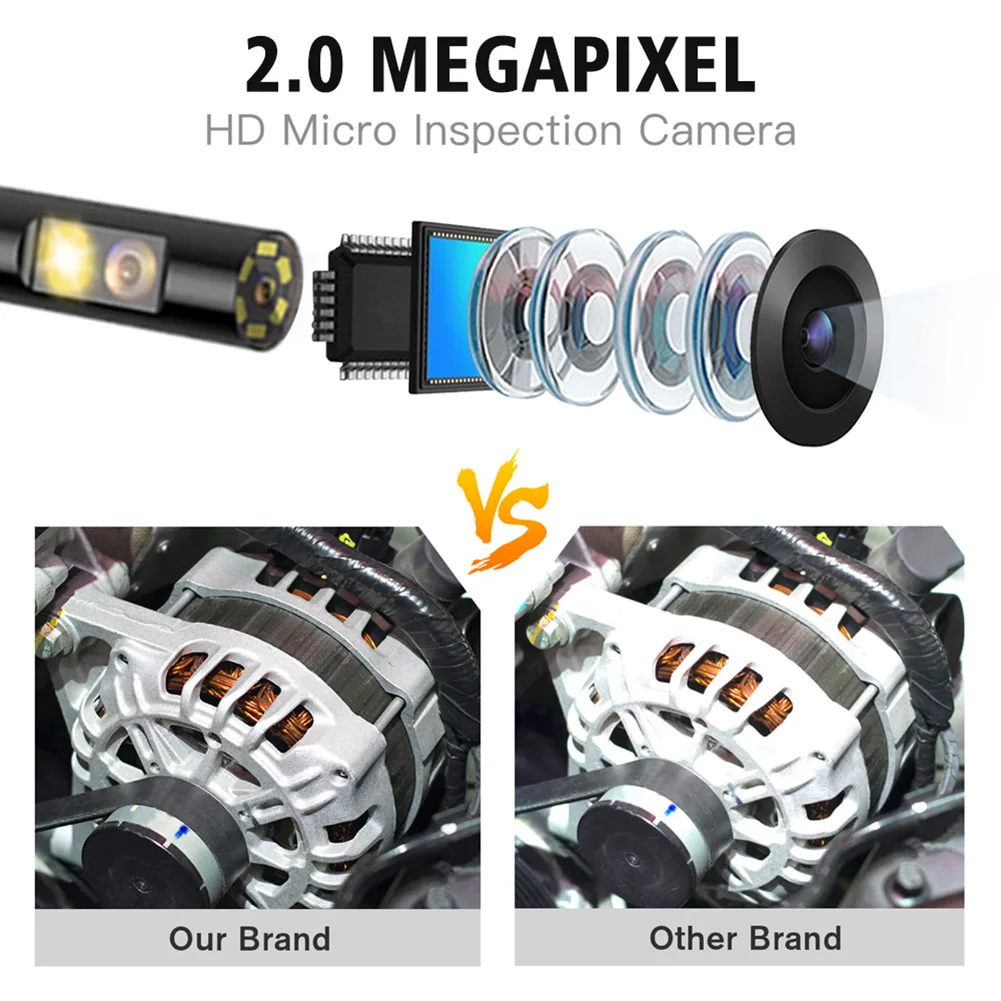 Portable 5inch LCD Screen Industrial 8.0mm /5.5mm 1080P Dual  Lens Flexible Snake Tube Endoscope Bore scope Camera