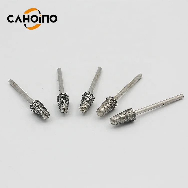 Shank 2.35mm 3/32 Inch Cone Shape Abrasive  Grinding Head Jade Carving Polishing Diamond Coated For Rotary Tools Includes Dremel