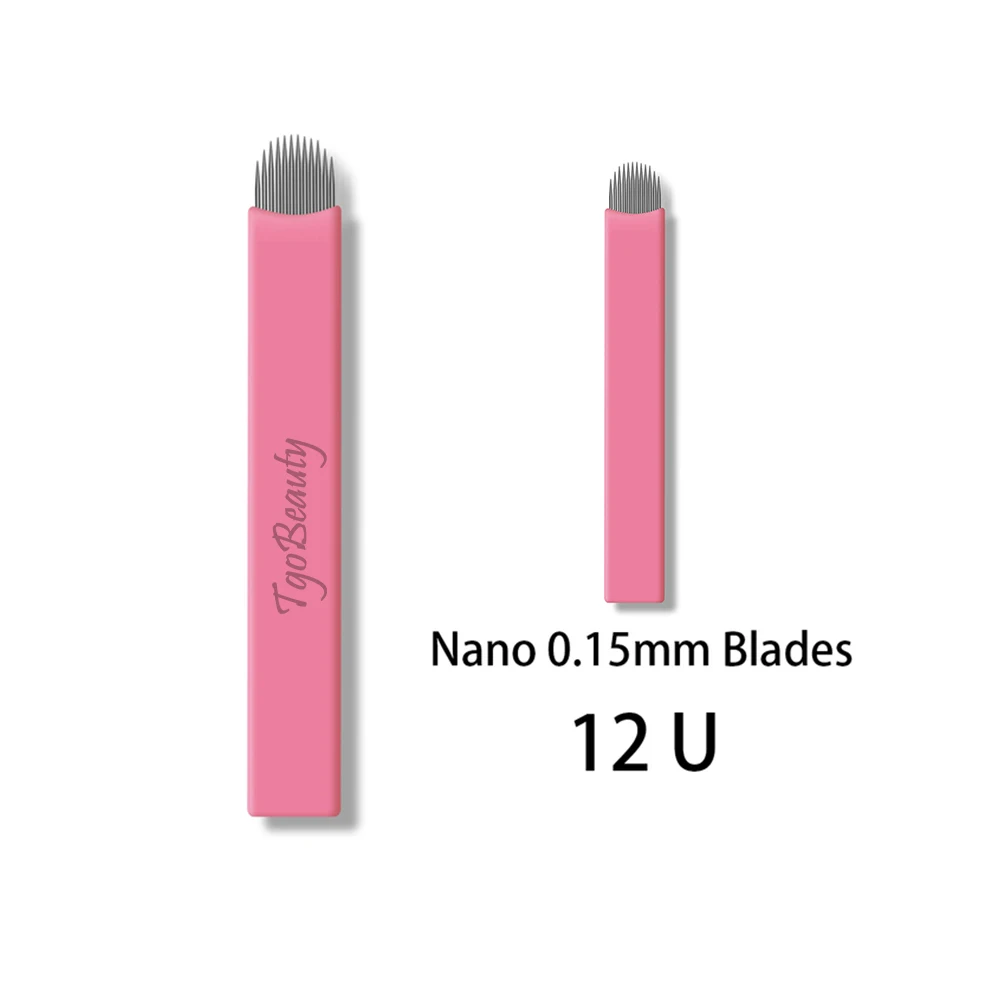 Hot Sale 0.15mm Nano Micro Blades Needles Pink Disposable Microblading Cejas Permanent Makeup Embroidery for Tattoo Manual Pen