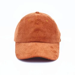 OEM&ODM Corduroy 6 Panel Winter Autumn Adjustable Label Patch Embroidery Wholesale Custom Corduroy Baseball Cap Hats