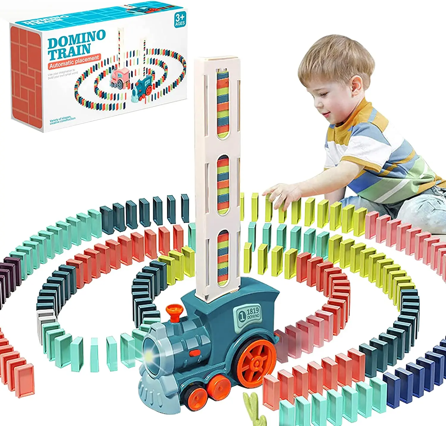 NK Toy Hot Sale Automatic Domino Train Dominoes Rally Sets Blocks