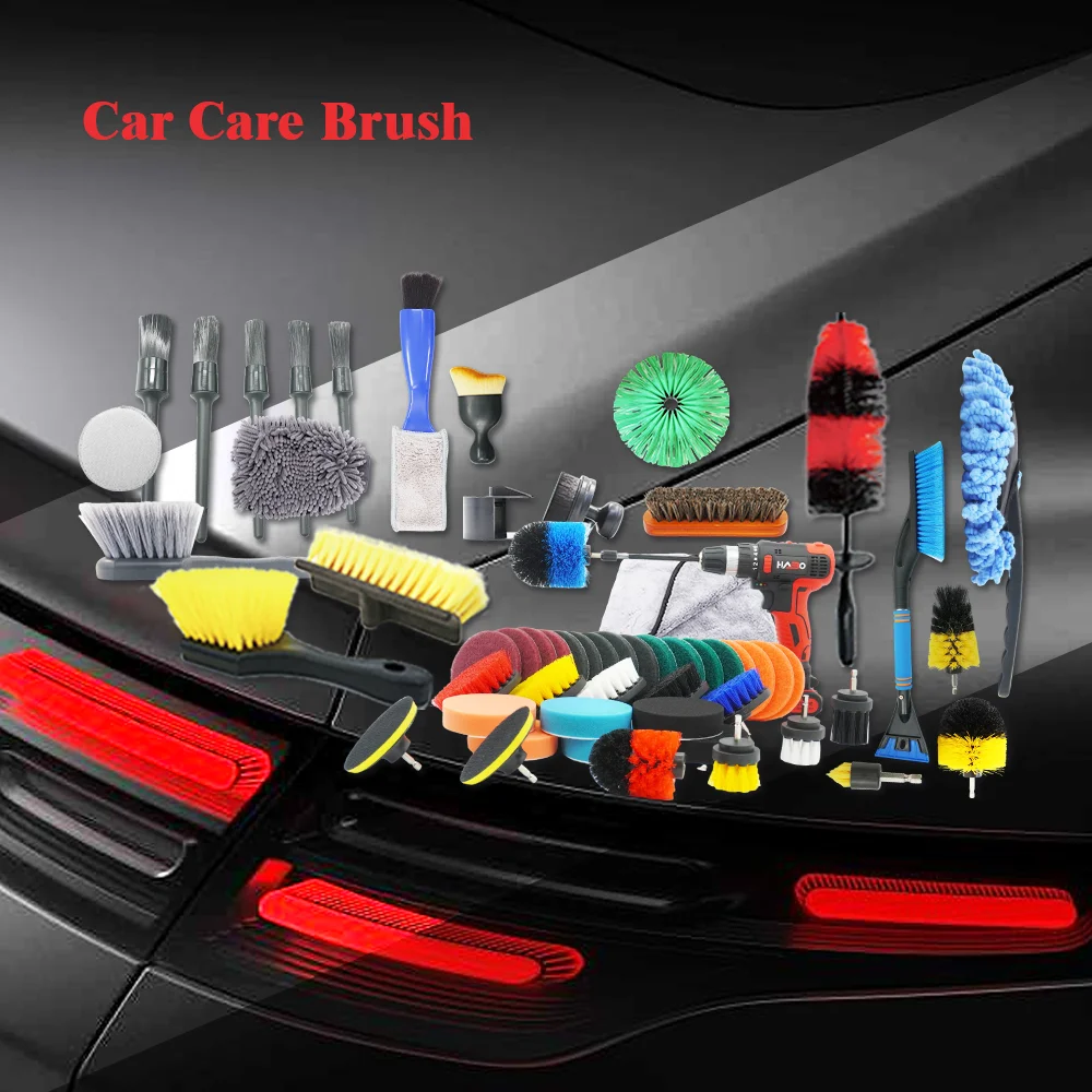 Customized size 5 pcs car detailing brush set car interior and exterior car detail cleaning brush
