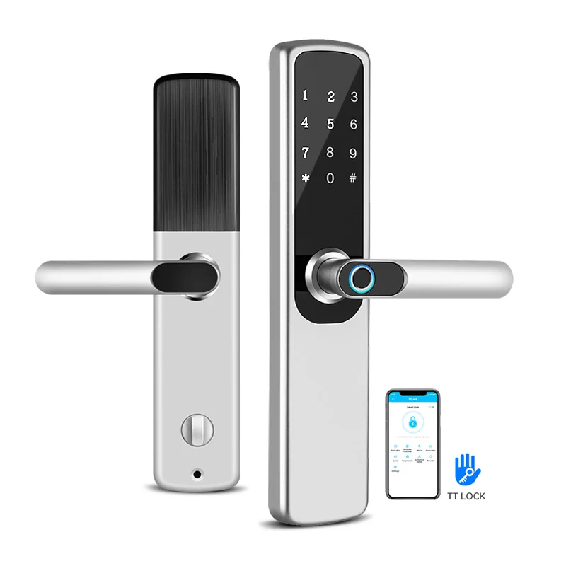Security Door Handle Wireless Electronic Digital Out Door Gate Wifi Tuya Ttlock App Fingerprint Door Smart Lock