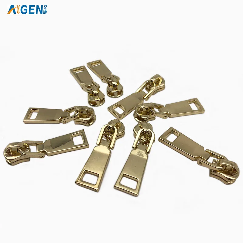 AIGEN Custom Zip Garment Metal Zipper Pull Slider Brand Logo Zipper Head Puller For Bags